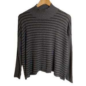 Eileen Fisher Lightweight Striped Mock Neck Sweater XSmall